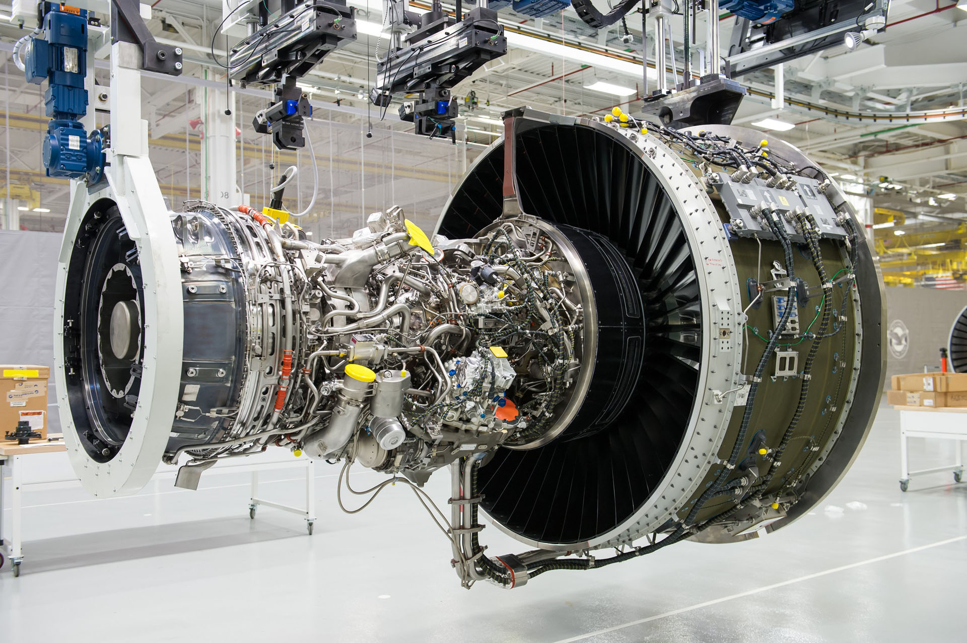 Image of the inside of an airplane engine